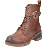 Rieker Damen Stiefelette Schnürboot Profilsohle Zierschnalle 92040, Größe:42 EU, Farbe:Braun