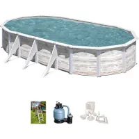Gre Ovaler Stahlwandpool mit Nordicoptik KIT730N – 730 x 375 x 120 cm, Komplettset