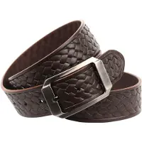 Anthoni Crown Ledergürtel , Damen, Gr. 100, braun (dunkelbraun), Leder, Flechtoptik, unifarben, Gürtel Ledergürtel, Pflanzlich gegerbter Vollrindledergürtel mit Flecht-Prägung