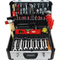 FAMEX 420-88 Alu Werkzeugkoffer PROFESSIONAL bestückt mit Werkzeug Set - Werkzeuge aus CV-Stahl,