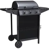 Tepro Hampton Gasgrill, 3 Brenner, 11 kW, Edelstahl Schwarz pulverbeschichtet, mit Piezo-Zündung, Seitenbrenner und Thermometer, Grillfläche 82 cm, Maße: 104.0 x 55.4 x 97.7 cm