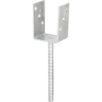 Alberts U-Pfostenträger, (Set, 4 St.), feuerverzinkt, lichte Breite 75 mm, Länge Betonanker 200 mm