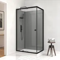 Marwell Komplettdusche "Grey Style Rectangle" Fertigdusche mit 5mm gehärtetem Glas