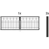 GAH Alberts Zaundoppeltür ALBERTS "Madrid", grau (anthrazit), B:300cm H:100cm, Stahl, Tore, Zaundoppeltür, Breite: 300cm, in verschiedenen Höhen
