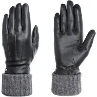 PEARLWOOD Lederhandschuhe "Lipa", Damen, Gr. 7.5, schwarz, Schafsleder, unifarben, festlich, Handschuhe Lederhandschuhe, Touchscreen proofed - mit 10 Fingern bedienbar