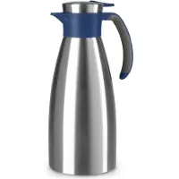 EMSA Isolierkanne "Soft Grip", blau (edelstahl, blau), B:12,5cm H:28,5cm, Edelstahl, Kunststoff, Kannen, Isolierkanne, Quick Tip Verschluss, rutschfester Halt, 12 h heiß, 24 h kalt