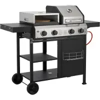 El Fuego 3in1 Kombigrill "Boston" AY0533 - Gasgrill, Pizzaofen und Plancha