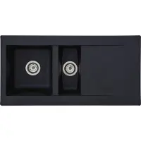 Respekta Einbauspüle Küchenspüle Spüle Granit Mineralite 100 x 50 Schwarz Denver