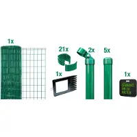 Alberts Fix-Clip Pro Gartenzaun, Höhe 153 cm, Länge 10 m, Zaun-Komplettset zum Einbetonieren, grün