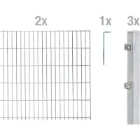 Alberts Doppelstabmatten Zaun, Höhe 100 cm, Länge 4 m, Zaun-Komplettset zum Einbetonieren, feuerverzinkt, Pfosten 60x40 mm