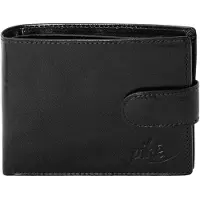 Piké Geldbörse PIKÉ "LUCA", Herren, schwarz, Leder, glänzend, Kleinlederwaren Geldbörse, echt Leder, Made in Italy