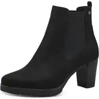 Tamaris Stiefelette , Damen, Gr. 41, Synthetik Textil, schwarz, Elastischer Einsatz, Textil, Veloursleder, unifarben, Schuhe Stiefelette, mit Stretcheinsatz, Topseller