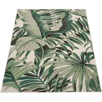 Paco Home Outdoor Teppich Wetterfest Balkon Palmen Dschungel Florales Boho Muster Grün Grösse 160x230 cm