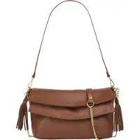Samantha Look Umhängetasche , Damen, Gr. B/H/T: 33cm x 20cm x 6cm onesize, braun, Leder, leicht glänzend, unifarben, Taschen Umhängetasche, echt Leder, Made in Italy