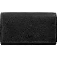 Cluty Schwarze Damen Leder Geldbörse mit RFID-Schutz, 17x9x4 cm, 20 Steckfächer, Münzfach
