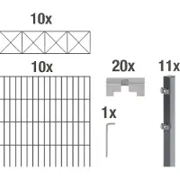 Alberts Doppelstabmattenzaun Nexus, Höhe 140 cm, Länge 20 m, 2 m Matte, anthrazit, zum Einbetonieren