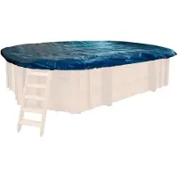 Interline Winterabdeckung Holzpools 6,40 x 4,00 m Oval, Pool-Winterabdeckung, Überirdischer Pool, Oval, Blau, Fiberglas, 6400 mm