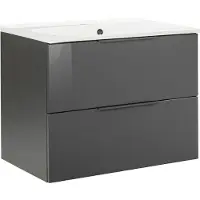 Fackelmann Waschbecken CAPRI / Waschtisch aus Gussmarmor / Maße (B x H x T): ca. 80 x 14,5 x 50 cm / Einbauwaschbecken / hochwertiges Becken fürs Badezimmer und WC / Farbe: Weiß / Breite: 80 cm