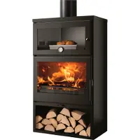 Panadero Kaminofen Oven Stahl schwarz 7,4 kW mit Backfach und Holzfach