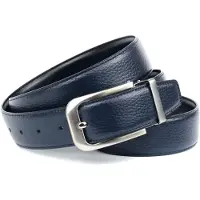 Anthoni Crown Ledergürtel , Herren, Gr. 100, blau (dunkelblau), Leder, unifarben, Gürtel Ledergürtel, Wendegürtel in dunkelblau und Schließe silberfarben gebürstet