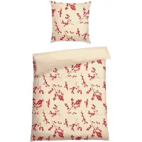 Schiesser Bettwäscheset Rowan | Winterprint | Feinbiber | 2-teilig | 100% Baumwolle | Kuschelweich | YKK-Reißverschluss | 135x200 cm + 80x80 cm | Creme