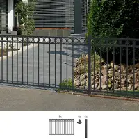 Alberts Zaunkomplettset Circle, zum Aufschrauben | matt-schwarz | Höhe 100 cm | Länge 10 m