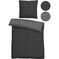 Biberna Mako-Satin Bettwäsche 0614606 KARO color: titanium, size: 1x 135x200 cm + 1x 80x80 cm