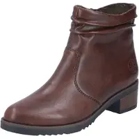 Rieker Damen Stiefelette Reißverschluss Raffung Blockabsatz Y0551, Größe:40 EU, Farbe:Braun