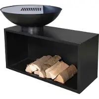 Buschbeck Holzkohlegrill-Feuerschale Giant schwarz, mit Edelstahl-Grillplatte