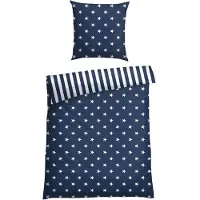 Schiesser Bettwäscheset Sterne | Sterne | Feinbiber | 2-teilig | 100% Baumwolle | Kuschelweich | YKK-Reißverschluss | 155x220 cm + 80x80 cm | Blau
