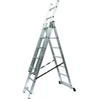 SZ Metall Schiebeleiter, Aluminium, 3x7 Sprossen, 191/46/16 cm (H/B/T)