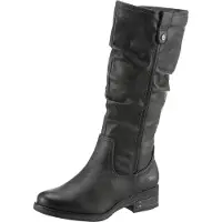 Mustang Damen Stiefel Langschaft Raffung Blockabsatz 1293-602, Größe:37 EU, Farbe:Grau