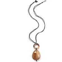 Collezione alessandro Lange Kette "Freda" tropfenförmiger Hornanhänger