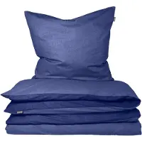 Schiesser Bettwäscheset Doubleface | Unifarben | Feinbiber | 2-teilig | 100% Baumwolle | Kuschelweich | YKK-Reißverschluss | 155x220 cm + 80x80 cm | Blau