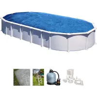 Gre Ovaler Stahlwandpool in Weiß KITPROV9188 – 915 x 470 x 132 cm, Komplettset + GRATIS Elektrischer Poolreiniger VCB50