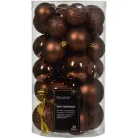 Christmas Decoration Weihnachtskugeln Kunststoff 4-6cm Mix 30er Set - Espressobraun