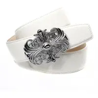 Anthoni Crown Ledergürtel , Damen, Gr. 100, weiß, Leder, unifarben, Gürtel Ledergürtel, in weiß mit Unterführung