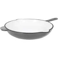 Echtwerk Bratpfanne Gusseisen Emaille-Beschichtung Gusseisenpfanne mit zwei Griffen Creme, Ø 26,5 cm,, Farbe:Grau