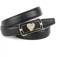 Anthoni Crown Ledergürtel , Damen, Gr. 100, schwarz, Leder, unifarben, Gürtel Ledergürtel, mit aufwendiger Schmuck-Schließe, Herz, Glitzersteine
