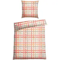 Schiesser Bettwäscheset Luiza | Kariert | Renforcé | 2-teilig | 100% Baumwolle | Angenehm weich & glatt | YKK-Reißverschluss | 135x200 cm + 80x80 cm | Apricot