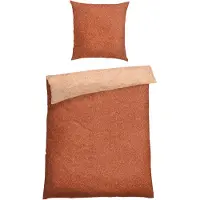 Schiesser Bettwäscheset Vinnie | Zweifarbig | Renforcé | 2-teilig | 100% Baumwolle | Angenehm weich & glatt | YKK-Reißverschluss | 135x200 cm + 80x80 cm | Terrakotta