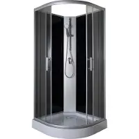 Sanotechnik Komplettduschkabine RIO BLACK 90 x 90 x 204 - Dusche komplett - Doppel Schiebetüren - Sicherheitsglas - Duschkabine