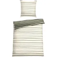 Schiesser Bettwäscheset Wesley | Gestreift | Renforcé | 2-teilig | 100% Baumwolle | Angenehm weich & glatt | YKK-Reißverschluss | 135x200 cm + 80x80 cm | Grün