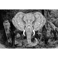 Architects Paper Fototapete "Atelier 47 Elephant Head 1", grau (hellgrau, dunkelgrau, schwarz), B:4m L:2,7m, Vlies, Tapeten, Fototapete, Vlies, Wand, Schräge, Decke