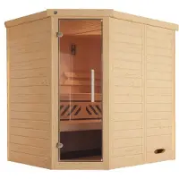 Weka Sauna "Design-Sauna KEMI" Blockbohlen, vorgefertigte Elemente, moderne Ganzglastür