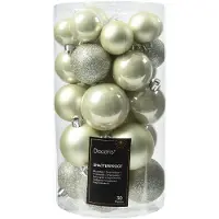 Décoris Weihnachtskugel Kunststoff d6 cm mnt 30Stk (wit)