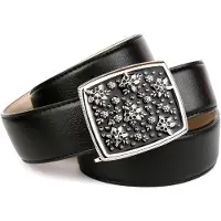 Anthoni Crown Ledergürtel , Damen, Gr. 100, schwarz, Leder, unifarben, Gürtel Ledergürtel, mit handgefertigter Glasur-Schließe, florales Muster