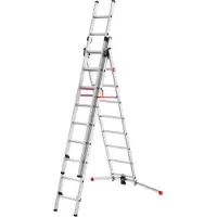 Hailo Vielzweckleiter S100 ProfiLOT, EN 131, LOT-System, Treppen verstellbar bis 540 mm, bis 150 kg, 2 x 9 + 1 x 8