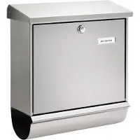 Burg wachter Briefkasten Comfort-Set 39130 NI mit Zeitungsfach und Namensschild, Rostfreier Edelstahl, Einwurf-Format DIN C4