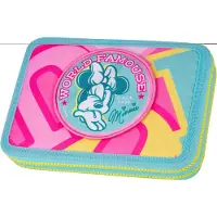 CoolPack Federmäppchen "Etui XL, Disney, Minnie Mouse, mit 2 Reißverschlüssen" befüllt